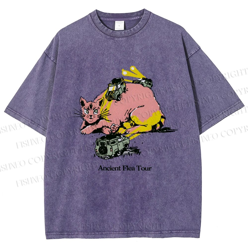 Unisex Ancient Flea Tour Printed Washed Tee