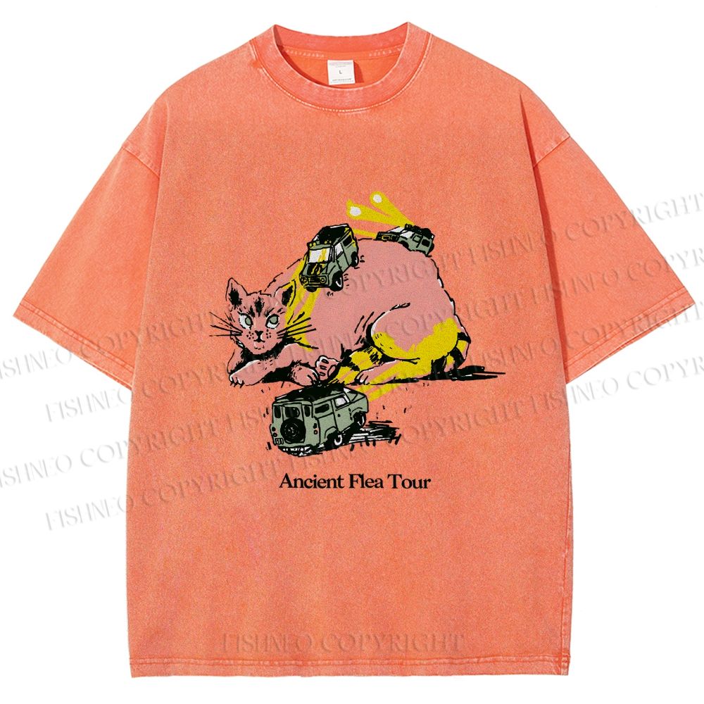 Unisex Ancient Flea Tour Printed Washed Tee