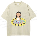 Unisex Yuy Standing on Clock Printed Washed Tee