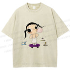 Unisex Yuy Blowing Gum Bubbles Printed Washed Tee