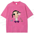 Unisex Yuy Blowing Gum Bubbles Printed Washed Tee