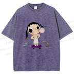 Unisex Yuy Blowing Gum Bubbles Printed Washed Tee
