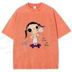 Unisex Yuy Blowing Gum Bubbles Printed Washed Tee