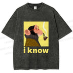 Unisex Professor Monkey Knows Printed Washed Tee