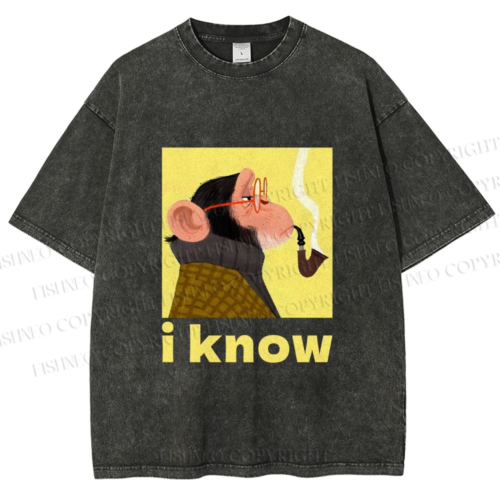 Unisex Professor Monkey Knows Printed Washed Tee