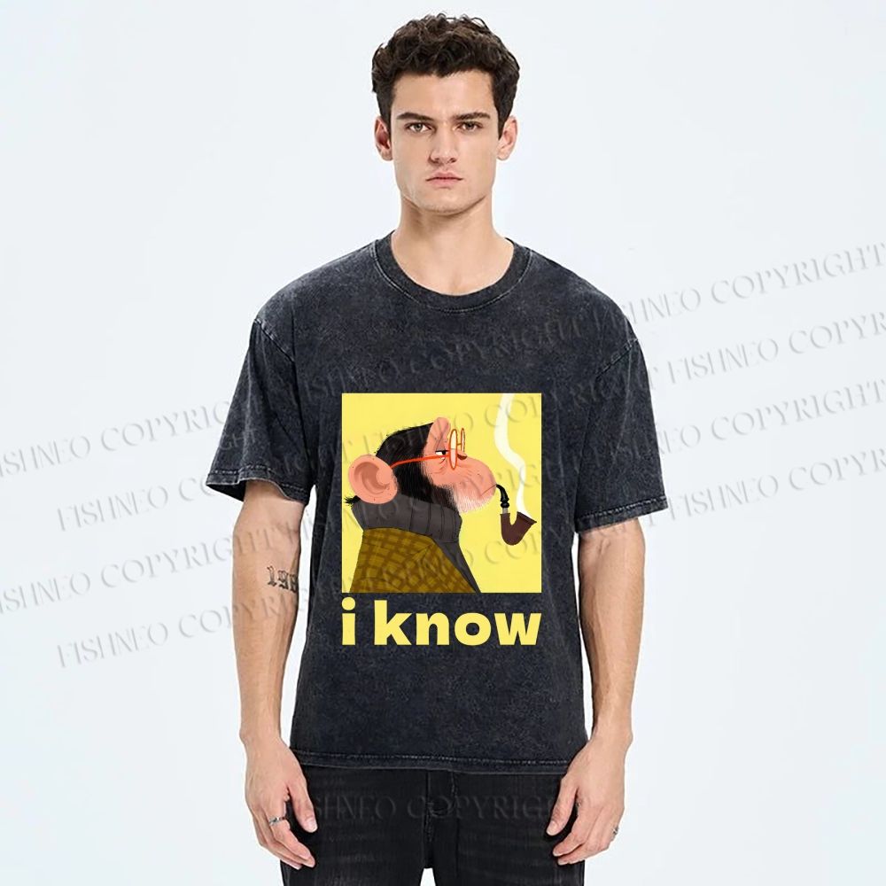 Unisex Professor Monkey Knows Printed Washed Tee