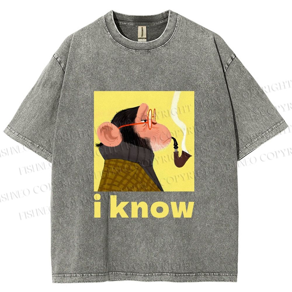 Unisex Professor Monkey Knows Printed Washed Tee