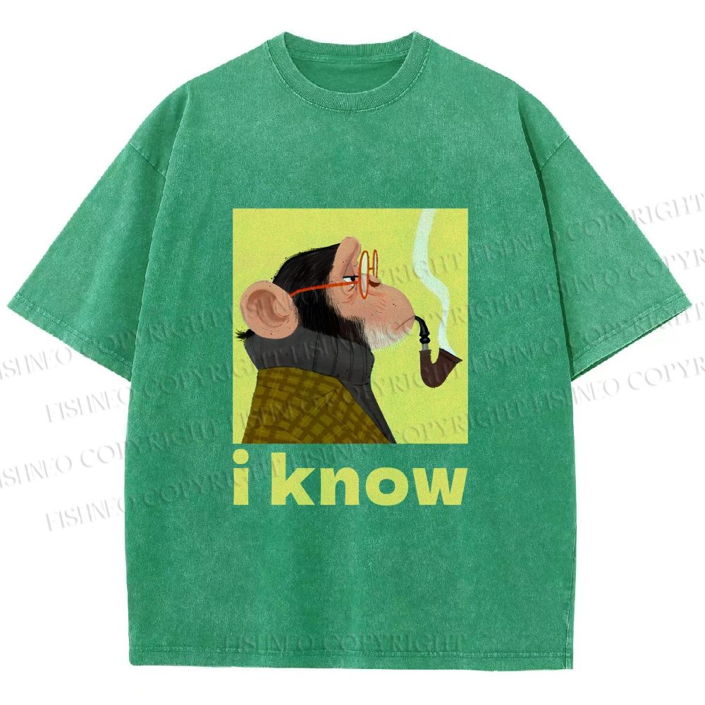 Unisex Professor Monkey Knows Printed Washed Tee