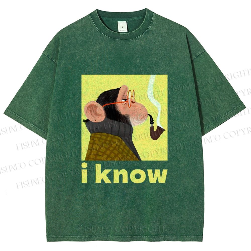 Unisex Professor Monkey Knows Printed Washed Tee