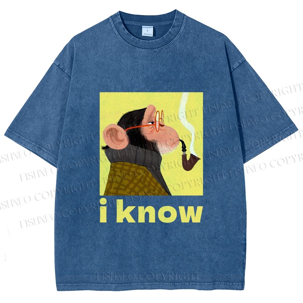 Unisex Professor Monkey Knows Printed Washed Tee