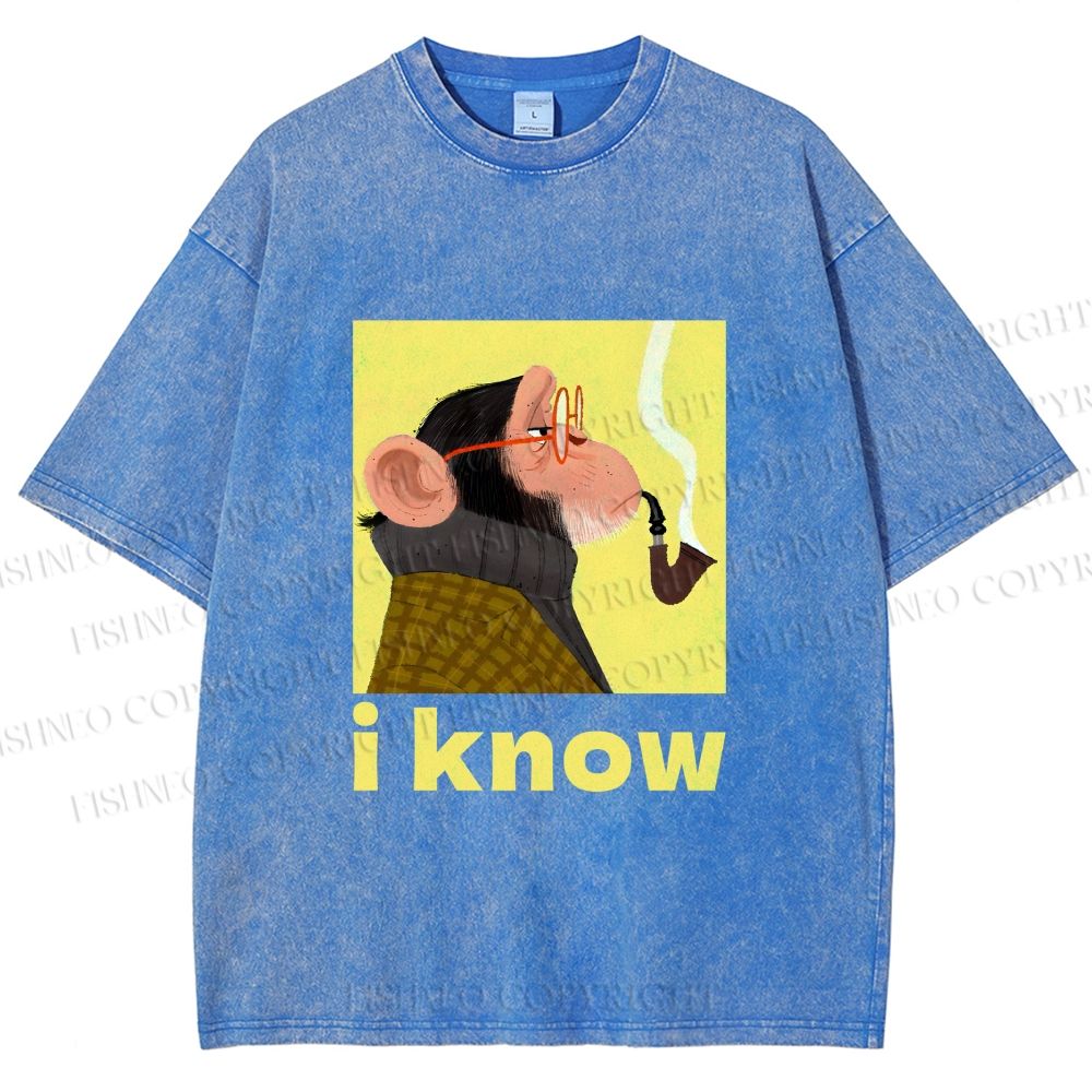 Unisex Professor Monkey Knows Printed Washed Tee