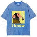 Unisex Professor Monkey Knows Printed Washed Tee