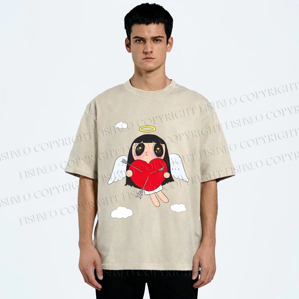 Unisex Floating Angle Yuy Printed Washed Tee
