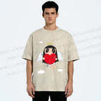 Unisex Floating Angle Yuy Printed Washed Tee