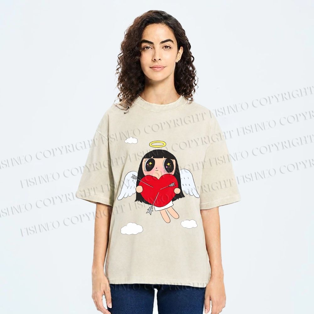 Unisex Floating Angle Yuy Printed Washed Tee