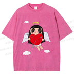Unisex Floating Angle Yuy Printed Washed Tee