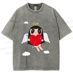 Unisex Floating Angle Yuy Printed Washed Tee