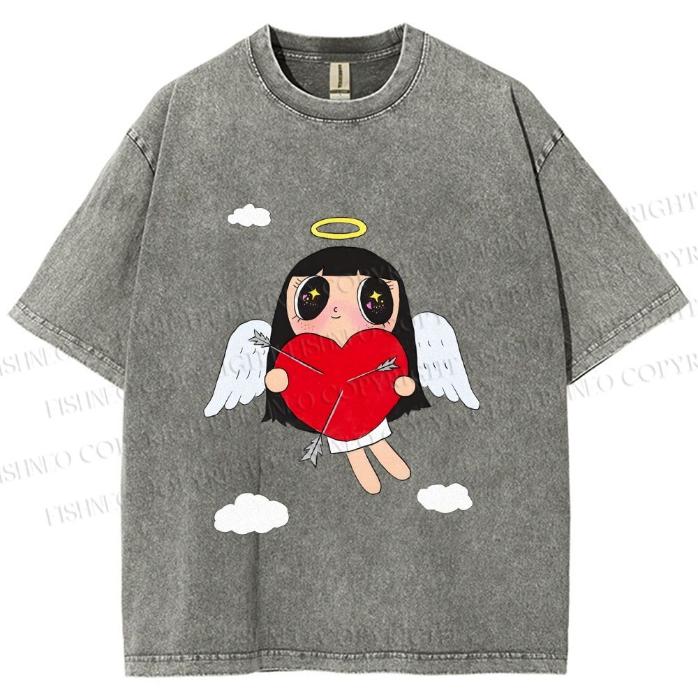 Unisex Floating Angle Yuy Printed Washed Tee