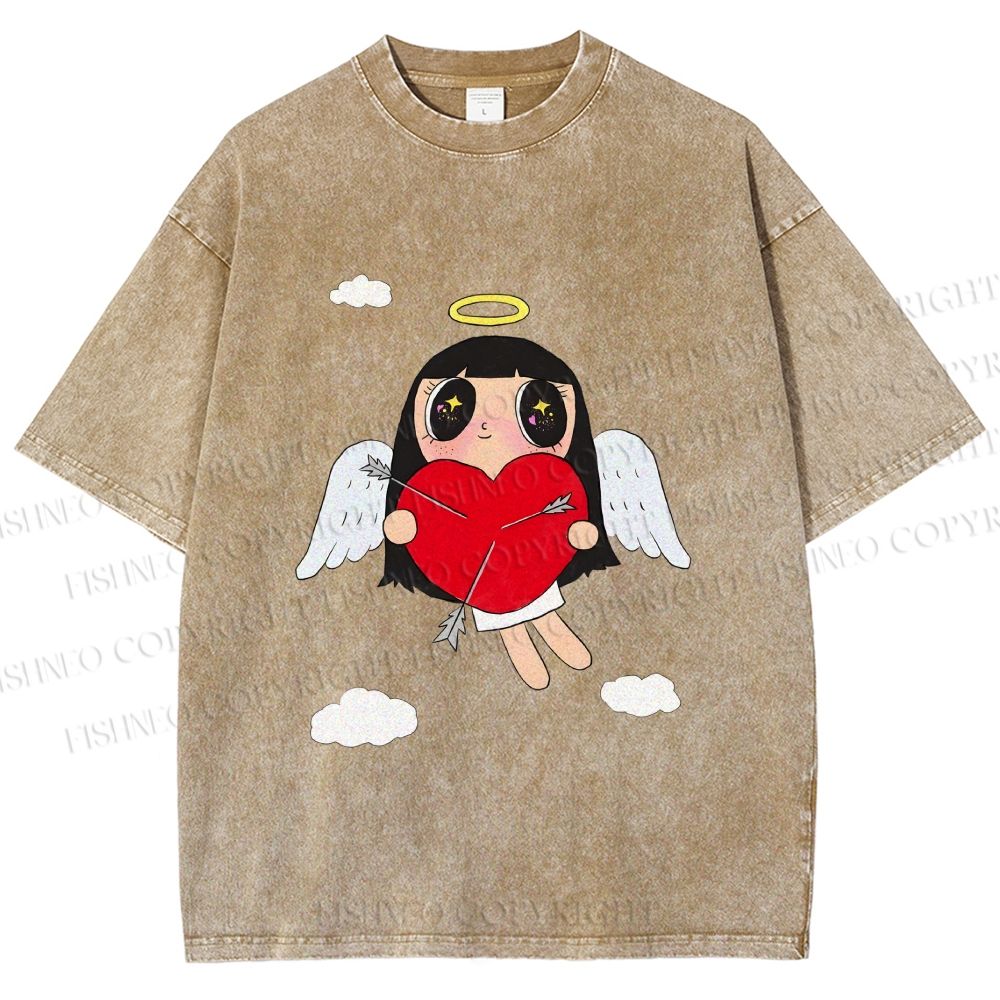 Unisex Floating Angle Yuy Printed Washed Tee