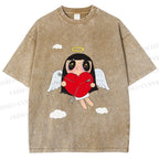 Unisex Floating Angle Yuy Printed Washed Tee