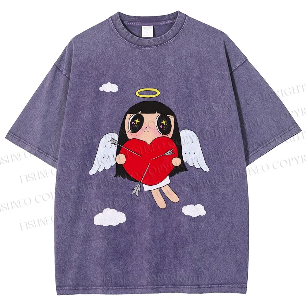 Unisex Floating Angle Yuy Printed Washed Tee