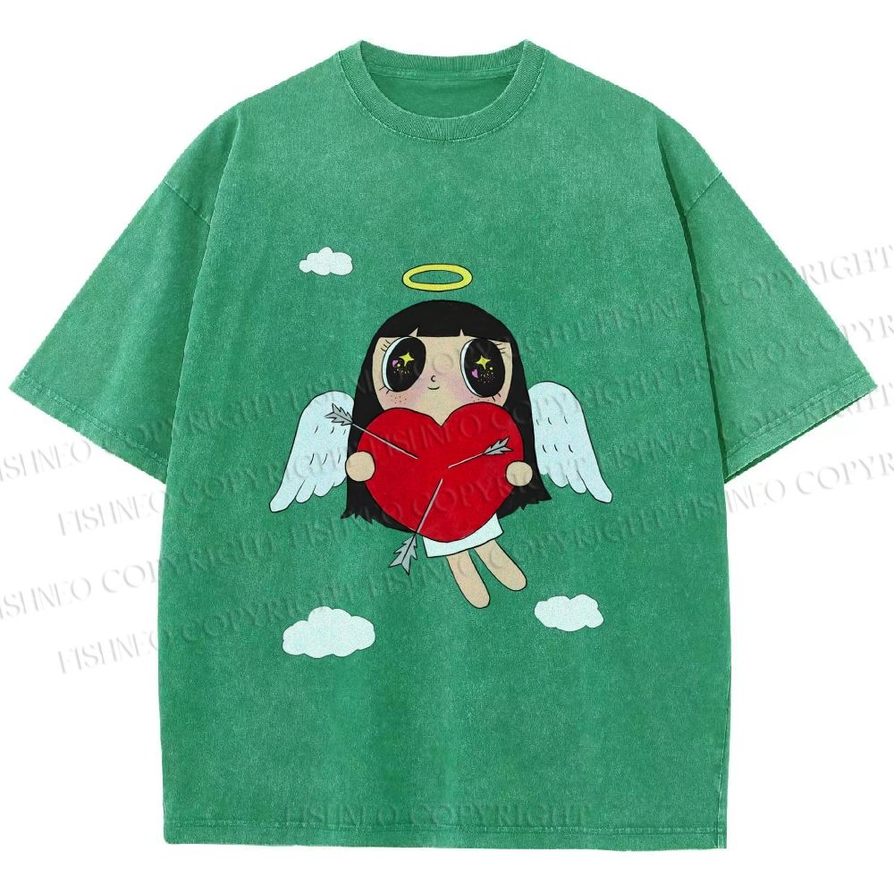 Unisex Floating Angle Yuy Printed Washed Tee