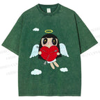 Unisex Floating Angle Yuy Printed Washed Tee