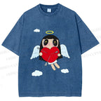 Unisex Floating Angle Yuy Printed Washed Tee