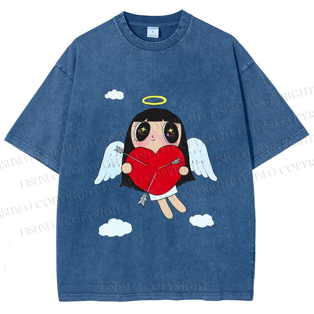 Unisex Floating Angle Yuy Printed Washed Tee