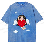 Unisex Floating Angle Yuy Printed Washed Tee