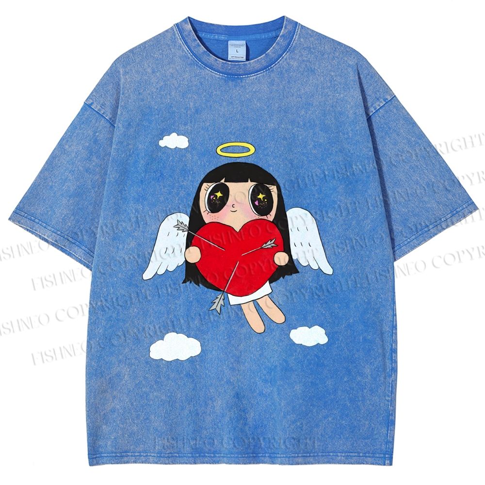Unisex Floating Angle Yuy Printed Washed Tee