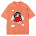 Unisex Floating Angle Yuy Printed Washed Tee