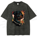 Unisex Rottweiler Dog Printed Washed Tee