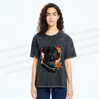Unisex Rottweiler Dog Printed Washed Tee
