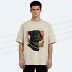 Unisex Rottweiler Dog Printed Washed Tee
