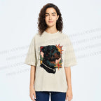 Unisex Rottweiler Dog Printed Washed Tee