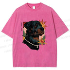 Unisex Rottweiler Dog Printed Washed Tee