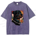 Unisex Rottweiler Dog Printed Washed Tee