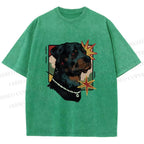 Unisex Rottweiler Dog Printed Washed Tee