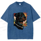 Unisex Rottweiler Dog Printed Washed Tee