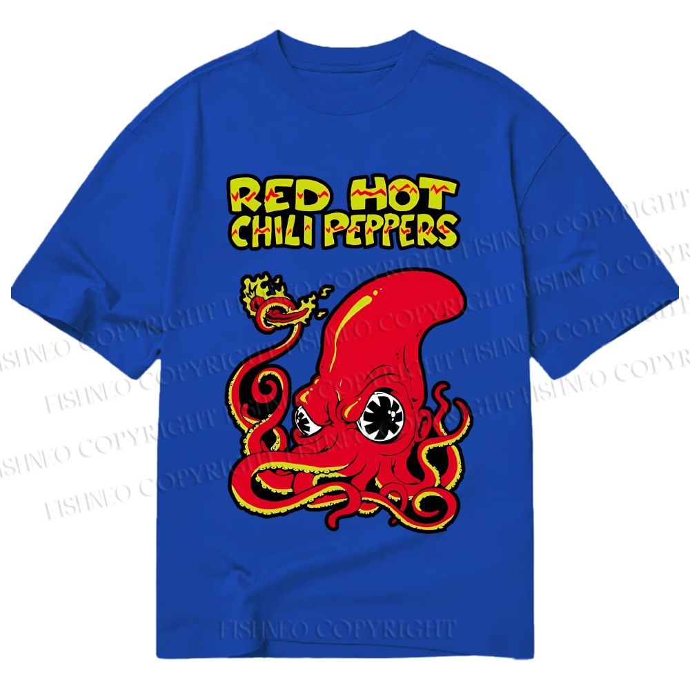 Unisex Octopus Red Hot Chili Pepper Classic Cotton Printed T-shirt