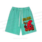 Unisex Octopus Red Hot Chili Pepper Washed Shorts