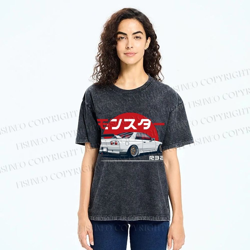 Monster. Skyline R32 Vintage Wash Japanese Design T-Shirt