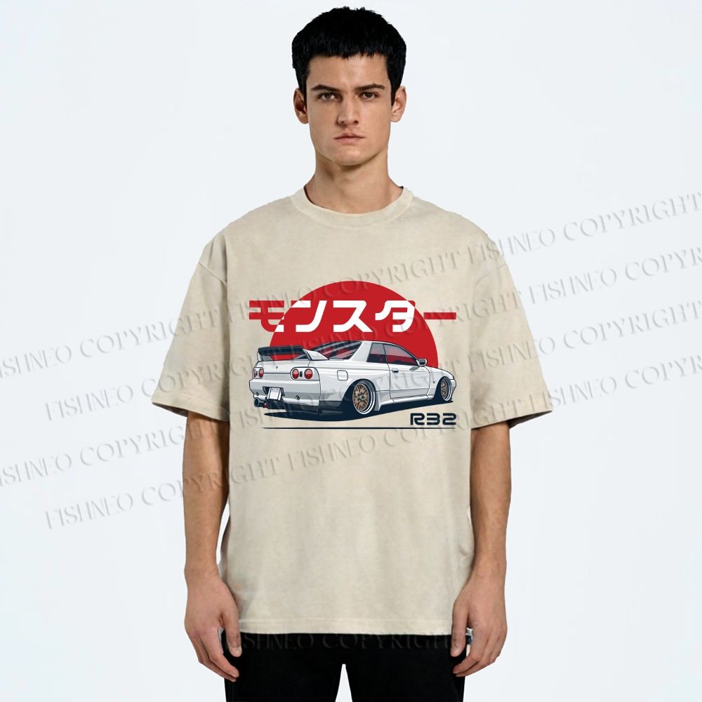 Monster. Skyline R32 Vintage Wash Japanese Design T-Shirt