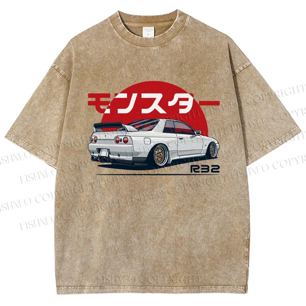 Monster. Skyline R32 Vintage Wash Japanese Design T-Shirt