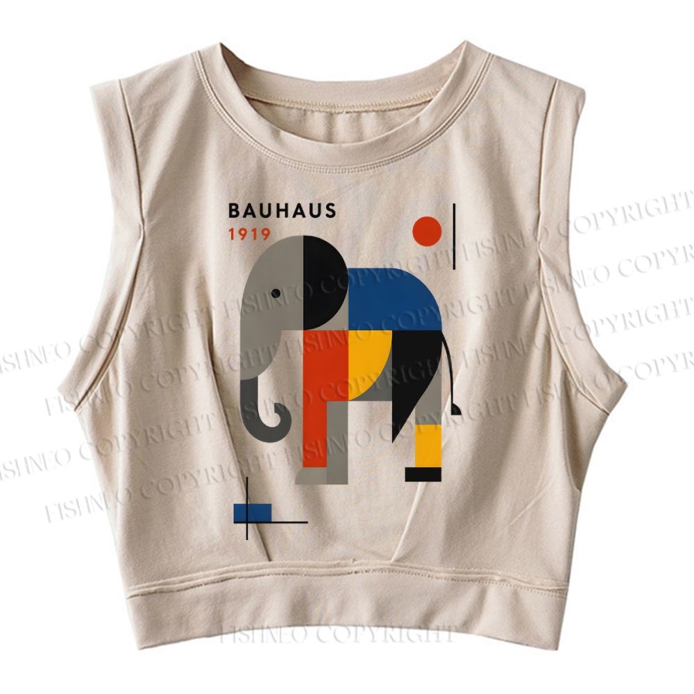 Bauhaus Elephant Sleeveless Crop Tops