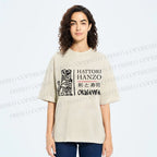 Unisex Kill Bill Hattori Hanzo Sword and Sushi Printed Washed Tee