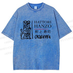 Unisex Kill Bill Hattori Hanzo Sword and Sushi Printed Washed Tee