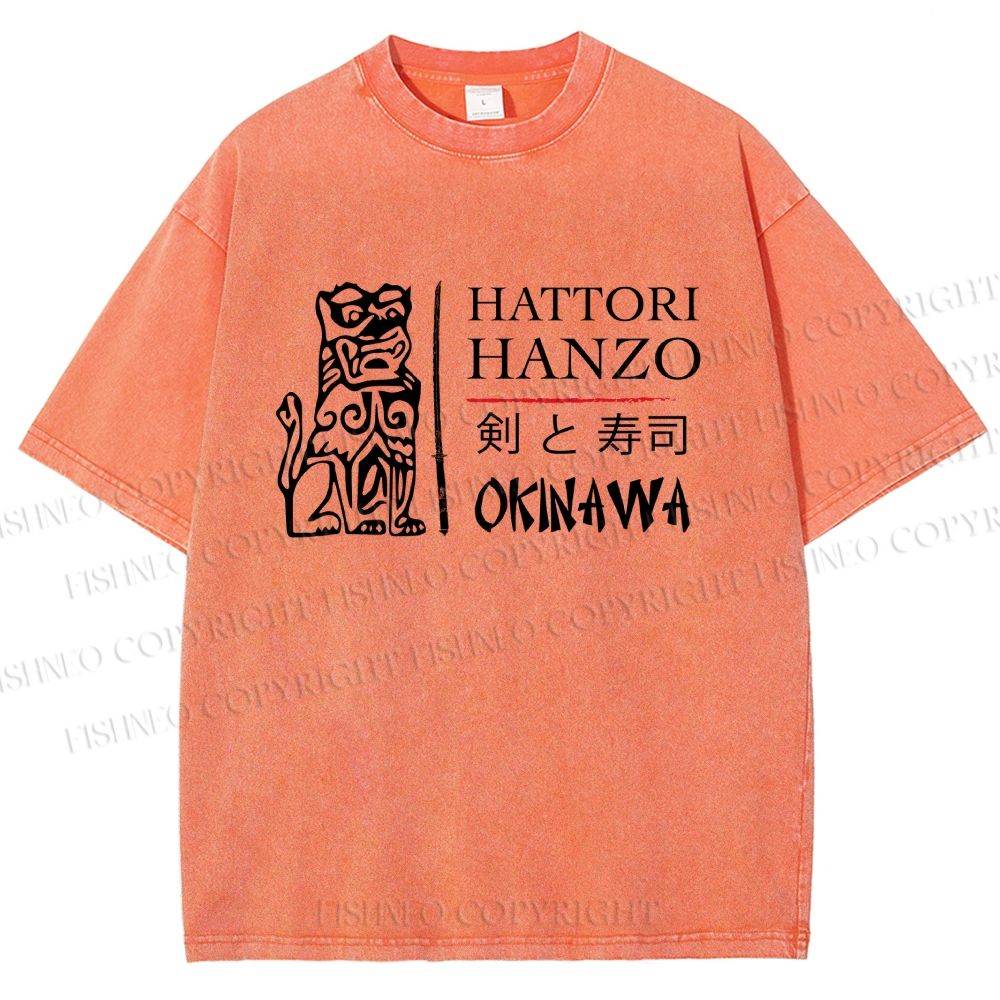 Unisex Kill Bill Hattori Hanzo Sword and Sushi Printed Washed Tee