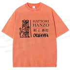 Unisex Kill Bill Hattori Hanzo Sword and Sushi Printed Washed Tee